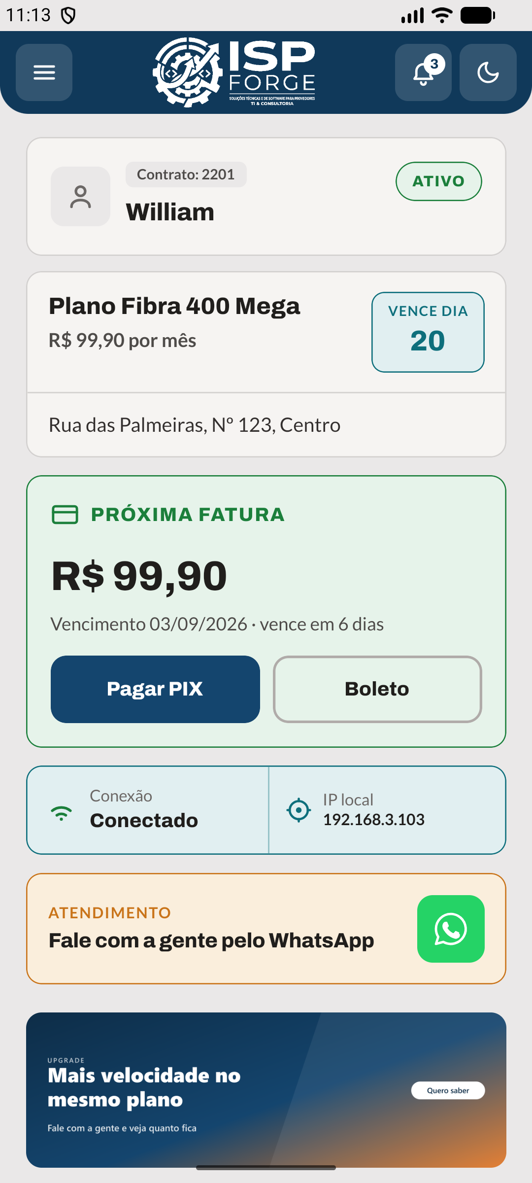 Tela inicial do app