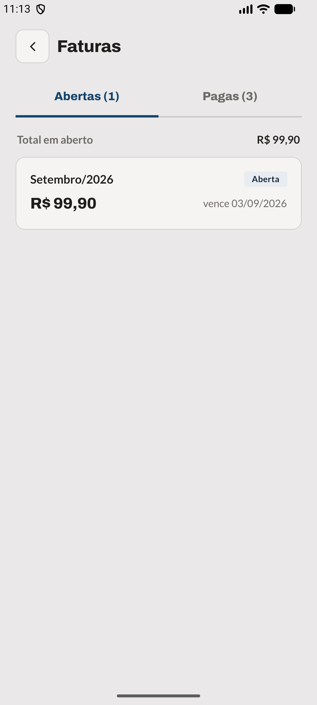 Abertas e pagas, separadas
