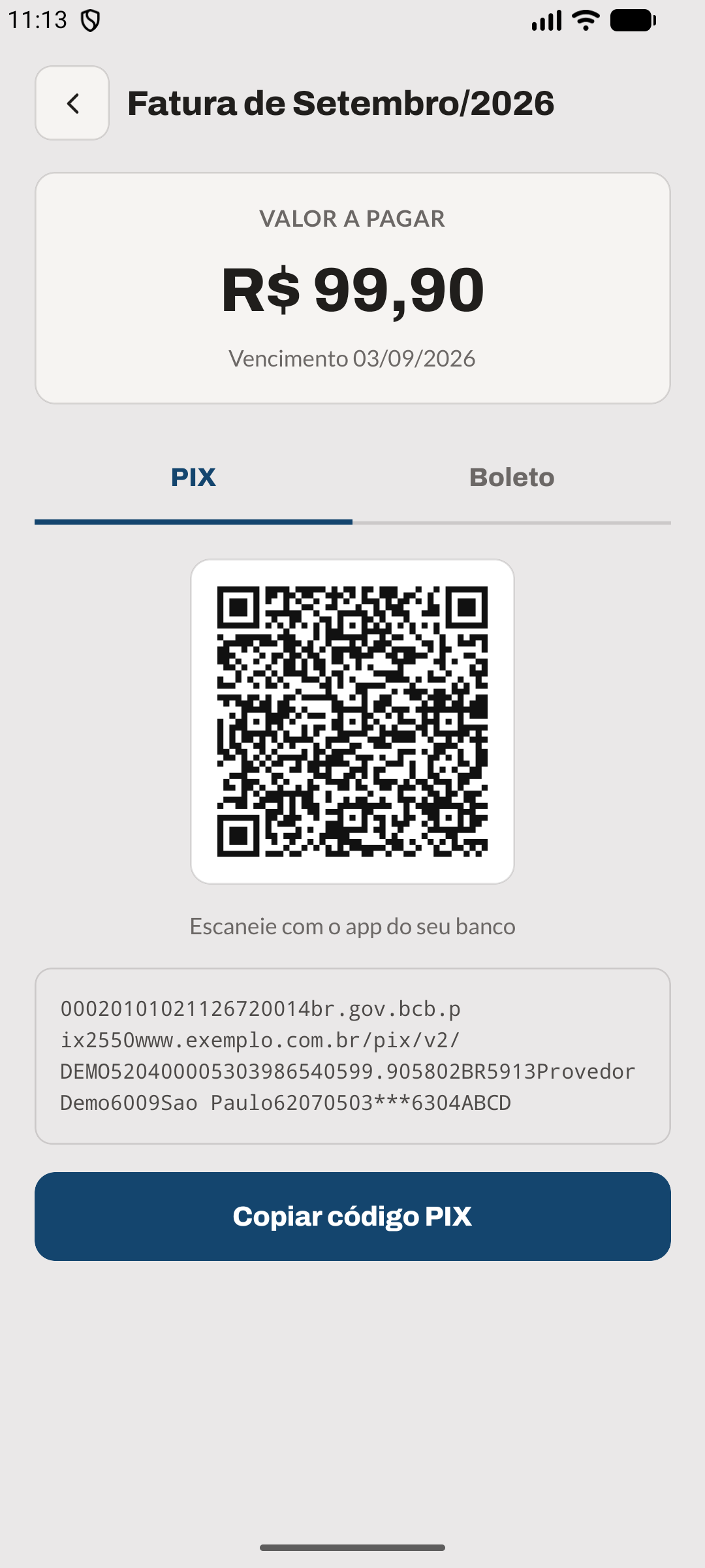 QR e copia-e-cola