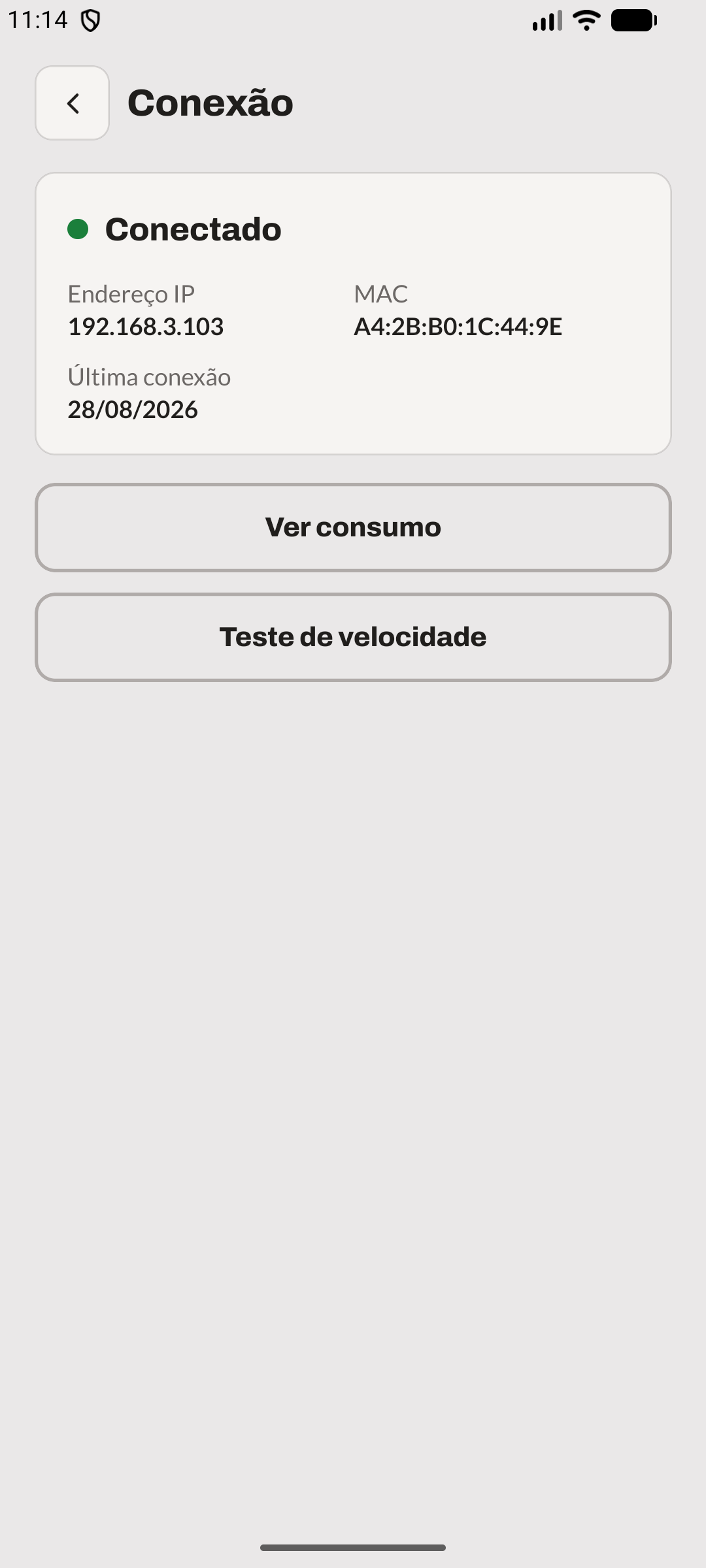 Status da conexão