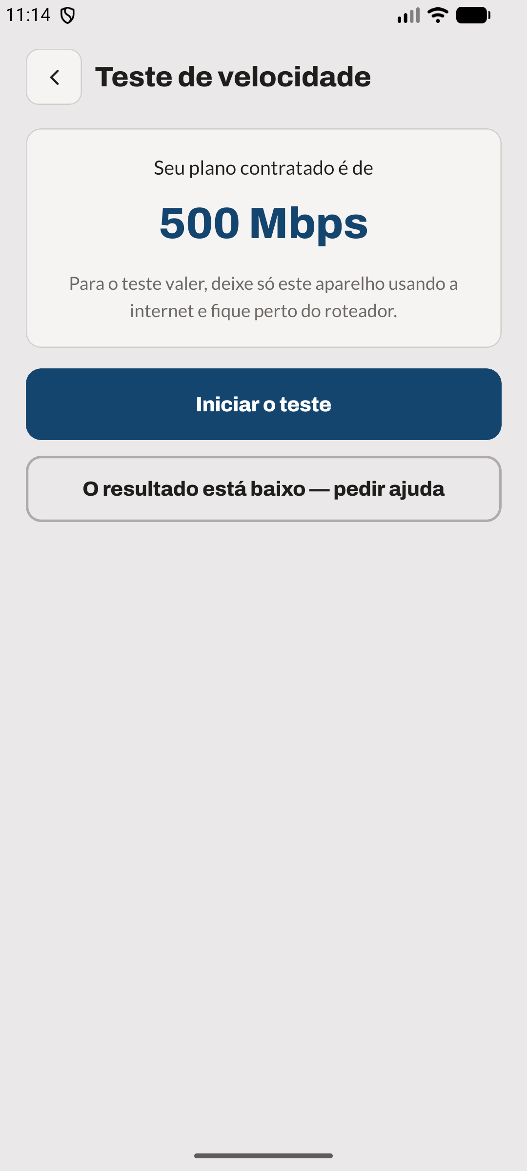 Teste de velocidade