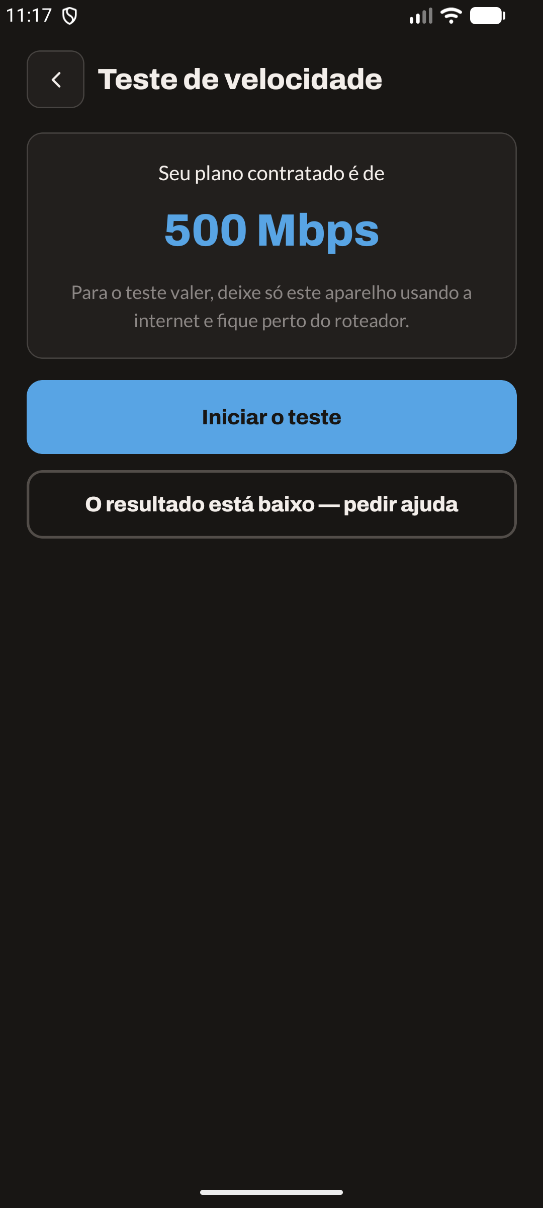 Teste de velocidade (modo escuro)